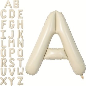 Resim 1 adet Krem Harf Balonları 40.64 cm Folyo Alfabe Balonlar, A-Z Harfleri ile İfade için Banner, Doğum Günü Partisi, Düğün Yıldönümü Süslemeleri EngaSentetik Taş Parti Dekorasyonları 