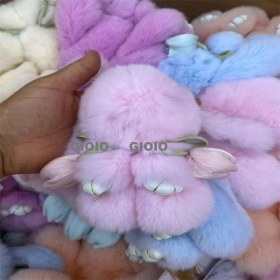 Resim Silver1 Gıoıo Yeni Yay Süsleri Tavşan Peluş Bebek Çekicilik Araba Anahtarlık Kolye (Yurt Dışından) 