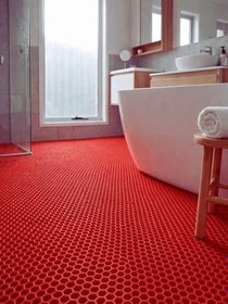 Resim Beylini Bal Petek Pvc Paspas Islak Zeminlerde Kaydırmaz Iç Dış Mekan Banyo Duş Lavabo Havuz Kenarı Halısı (Kırmızı, 90 x 900) 