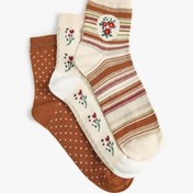 Resim Koton Kadın 3'lü Soket Çorap Seti Çok Renkli Çiçekli Çok Renkli 