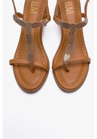 Resim Luvishoes Serona Taba Hakiki Deri Tokalı Kadın Kalın Topuklu Sandalet 