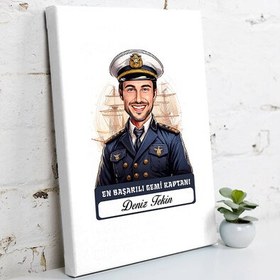 Resim Karikatürlü En Başarılı Erkek Gemi Kaptanı Kanvas Tablo 