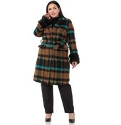 Resim Büyük Beden Kolları Kürklü Cepli Astarlı Vizon Kaban Vizon 