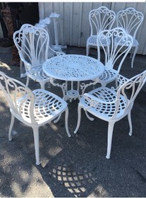 Resim Aluminyumdokumcu Döküm Masa Osmanlı Kuğu Kollu Sandalye Beyaz 