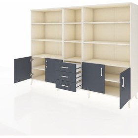 Resim Hyperion Dolap 11 Raflı 3 Çekmeceli 4 Kapaklı 220x44x163 Aytaşı-a Aytaşı-antrasit 