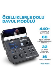 Resim GARENTAS Elektronik Davul Seti, Sessiz Mesh Pedler, 10 İnç Çift Bölgeli Trampet ve Bluetooth 