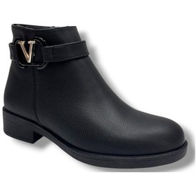 Resim Sdf 162-26 Cilt Deri Trend Fashion Tokalı Fermuarlı Kadın Bot Siyah 