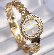 Resim Genel Markalar 316L Çelik Gold Renk Çeyrek Altın Takılabilen Zirkon Taşlı Kalp İşleme Detay Kadın Bileklik 