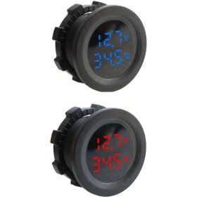 Resim Arabalar, Motosikletler için 2'si 1 Arada Dijital Voltmetre & Sıcaklık Göstergesi, Ters Bağlantı Korumalı Dayanıklı 