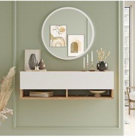 Resim L'occi Concept Simon 60 cm Aynalı Dresuar Antre Hol Çam-Beyaz 
