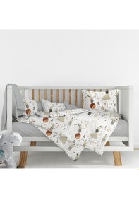 Resim Flanel Pazen Kumaşından %100 Pamuklu Bebek Nevresim Takımı 100x150 Bej 
