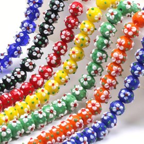 Resim 10 adet Canlı Çiçekli Cam Boncuklar, 10x12mm - Kendin Yap Moda Kolyeler, Bilezikler, Küpeler & Anahtarlık El Sanatları için İdeal, Renkli Aksesuar Süslemeleri, Takı Yapımı için Şanslar 