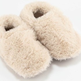 Resim HOPFRÖG Furry Furry Kırık Beyaz Kürk Barefoot Patik (HEDİYE SETİ) 