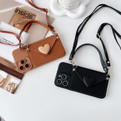 Resim Love Çapraz Vücut Kart Tutucu Telefon Kılıfı iPhone 16 için Uygun, El Kayışı 15 Love 14 Hassas Delikli 13 Tam Paket 