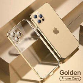 Resim Fogy iPhone 12 Pro Max Kılıf Kamera Lens Korumalı Ince Elektroplatin Kaplama Zarif Kapak 