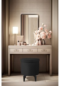 Resim Gazzini Furniture Rio Retro Ayaklı Sandıklı Silindir Dekoratif Puf - Antrasit 