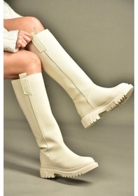 Resim Fox Shoes V973555509 Bej Düz Tabanlı Kadın Binici Çizmesi Bej 