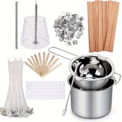 Resim Blingfun Mum Yapım Seti, Balmumu Eritme Tenceresi 3'lü Set, Ahşap Fitiller ve Mum Fitilleri, Fitil Etiketleri & Tutucu, Fitil Merkezleme Aracı, Kokulu Mum Yapımı ve Balmumu El Sanatları İçin 