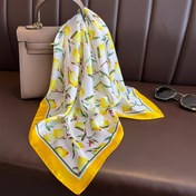 Resim Kadınlar için 70 * 70 cm Hissedilen Kare Eşarp, Moda Limon Baskılı Boyunluk Bayan Yumuşak Saten Hijab Kadın Dekoratif Boyun Bağları 