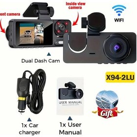 Resim Wıfı App Konolü Araba Dvr'ı 3 K 1080p Araç İçi Kamera Arabalar İçin Ön Ve Dikiz 32g X94-wıfı-2cam 