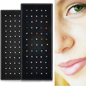 Resim 60 adet Boho Chic Paslanmaz Çelik Burun Halkaları & Labret Çivileri Seti - 1.8mm, Erkekler için Çok Renkli Taşlı Aksanlar, Vücut Takıları, Cerrahi Piercing 
