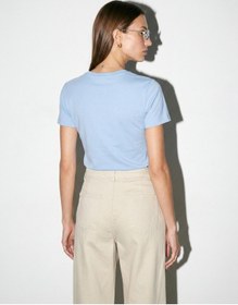 Resim Dilvin 32779 Bisiklet Yaka T-shirt-açık Mavi 