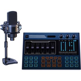 Resim Profesyonel Podcast Mikrofon Ses Kartı Kiti Pc Dizüstü Bilgisayar Için Vlog Canlı Youtuber G6-A 