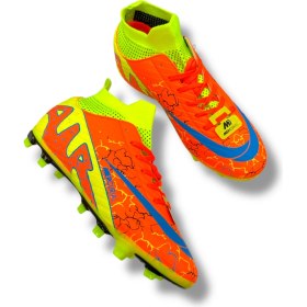 Resim Çoraplı Halısaha & Çimsaha Krampon Turuncu Sarı Desenli 