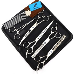 Resim 17.78cm Pet Grooming Makası Düz Diş Makası Balık Kemik Makası Kavisli Makas Köpek Pet Grooming Makası Seti Renkli Mor 7in 1, Pet Grooming Makası Seti, Profesyonel Pet Grooming Makası Seti, Köpek Grooming Makası Seti, Köpek Makası, Köpek Makası Seti 