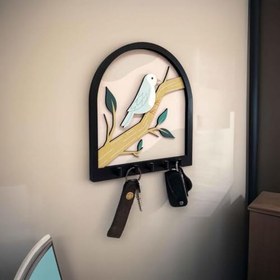 Resim caju art & decoration Ağaç Dalında Kuş Katmanlı Tasarım Duvar Askılık Anahtarlık Duvar Dekoru 