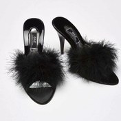 Resim Gc Tüylü Topuklu Siyah Kadın Terlik Gc225 Siyah 