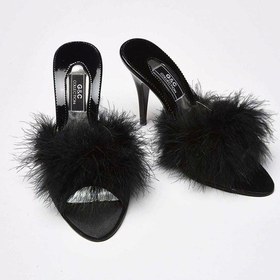 Resim Gc Tüylü Topuklu Siyah Kadın Terlik Gc225 Siyah 