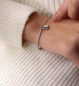 Resim Lia Berto Kilitli Su Yolu Ataş Zincirli 925 Ayar Gümüş Bilekik 