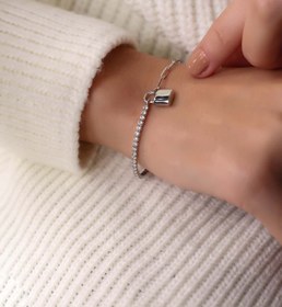 Resim Lia Berto Kilitli Su Yolu Ataş Zincirli 925 Ayar Gümüş Bilekik 