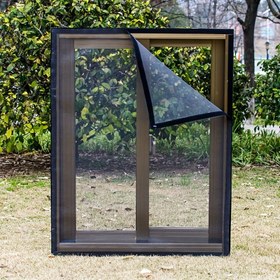 Resim 1 Adet Kolay Kurulum Siyah & Beyaz Sivrisinek Ekranı - Görünmez, Oturma Odası Dekoru için Sihirli Bantlı DIY Ağ Cam Ağı 