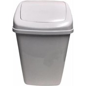 Resim Polytime Sallanır Kapak Ofis Banyo Mutfak Bahçe Çöp Kutusu Kovası - 10 Litre / Beyaz - 37x24x19 Cm. 
