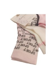 Resim Adisia Kız Bebek Pembe Beyaz Asorti Yazı Detaylı Pamuklu Mevsimlik 3'lü Set Soket Çorap KARIŞIK RENK 