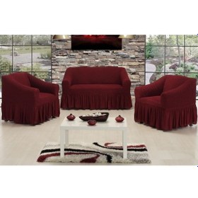 Resim Altınkoza Petek Dokuma Koltuk Örtüsü Std Takım(3+2+1+1)-Bordo 