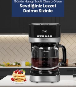 Resim GoldMaster Hazz 1.8 Litre Cam Sürahili Yıkanabilir Filtreli Otomatik Zaman Ayarlı Dijital Filtre Kahve Makinesi 