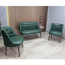 Resim Azra Mobilya Deri Çay Seti Koltuk Takımı - Bekleme Salonu - Cafe Mobilya - Ofis Mobilya - Balkon Mobilya Yeşil 