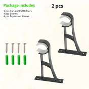 Resim Chuangyinshop 2 Adet Siyah Ağır Hizmet Perde Askısı Duvar Tipi Pencere Dekorasyonu 