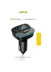 Resim Jopus F9 Araç Fm Transmitter 5.3 Bluetooth Araç Kiti Usb Type-c Hızlı Şarj Çıkışlı Çakmaklık Girişli 