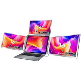 Resim Npo Npm788 16" Fhd 1200p Ips Type-c Taşınabilir 3'lü Monitör Çoklayıcı Standlı Notebook Monitör 
