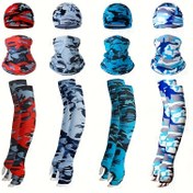 Resim 3 adet Kamuflaj Bisiklet Kolu Kılıfı - Hızlı Kuruyan Buz Sliky Fiber Kumaş, Siyah ve Kırmızı Desen, Erkekler ve Kadınlar için Unisex Tasarım, Açık Hava Sporları ve Fitness için İdeal, Bisiklet Aksesuarları 