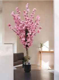 Resim Yapay Ağaç 100 Cm Darbuka Saksıda Bahar Dalı Pembe Yeşil 