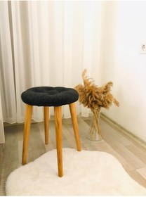 Resim Neta Trade Neta Home Rahat Oturum Alanlı 1.sınıf Ağaç Ayak Antrasit Lux Puf-tabure 