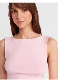 Resim Dilvin 31589 Büzgülü Kayık Yaka Top-toz Pembe Toz Pembe 