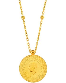 Ferizz Altın Kaplama Dorikalı Yarım Altınlı Kadın Kolye Ucu