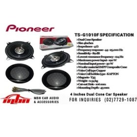 Resim PİONEER TS-G1010F 190W MAX 10 CM 2 ADET PİONEER OTO HOPARLÖR 