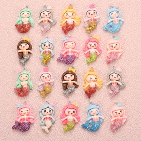 Resim 12 Adet Sevimli Karikatür Denizkızı Prensesi Reçine Süsleri - Pastel Simli Kuyruklar, DIY Takı Yapımı için Benzersiz Tasarımlar, Bilezikler, Anahtarlıklar, Telefon Aksesuarları, Denizkızı Dekorasyonları, Eğlenceli Tasarım, Çok Renkli Kuyruklar, El Yapımı Sanat Ürünleri, Hafif Pandantifler, Dekoratif Süsler, El İşi Tutkunları İçin 